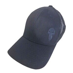 Marvel The Punisher Embroidered Logo Black Trucker Hat Strapback Adjustable Cap